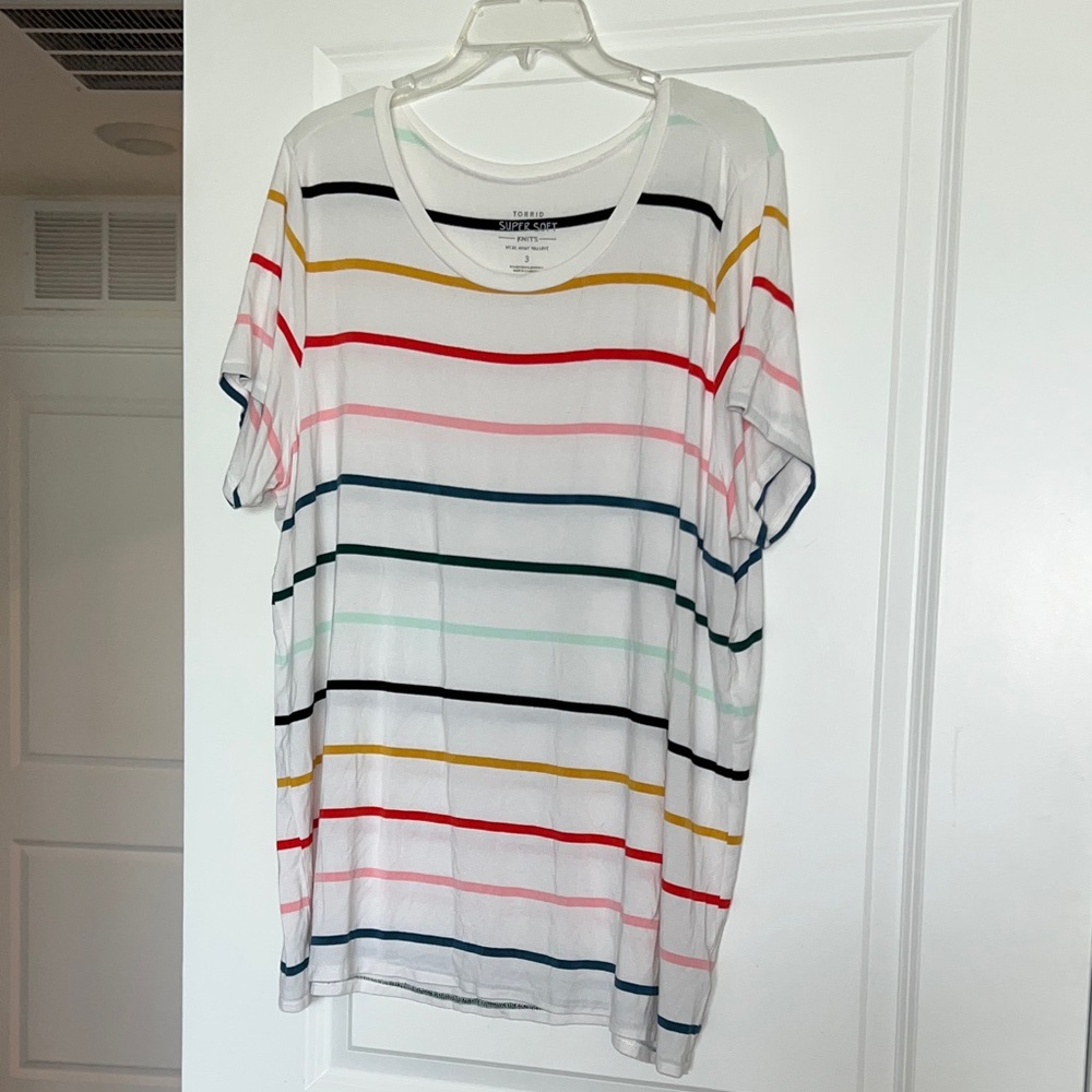 Torrid Women's Short Sleeve Top with Multicolor Stripes